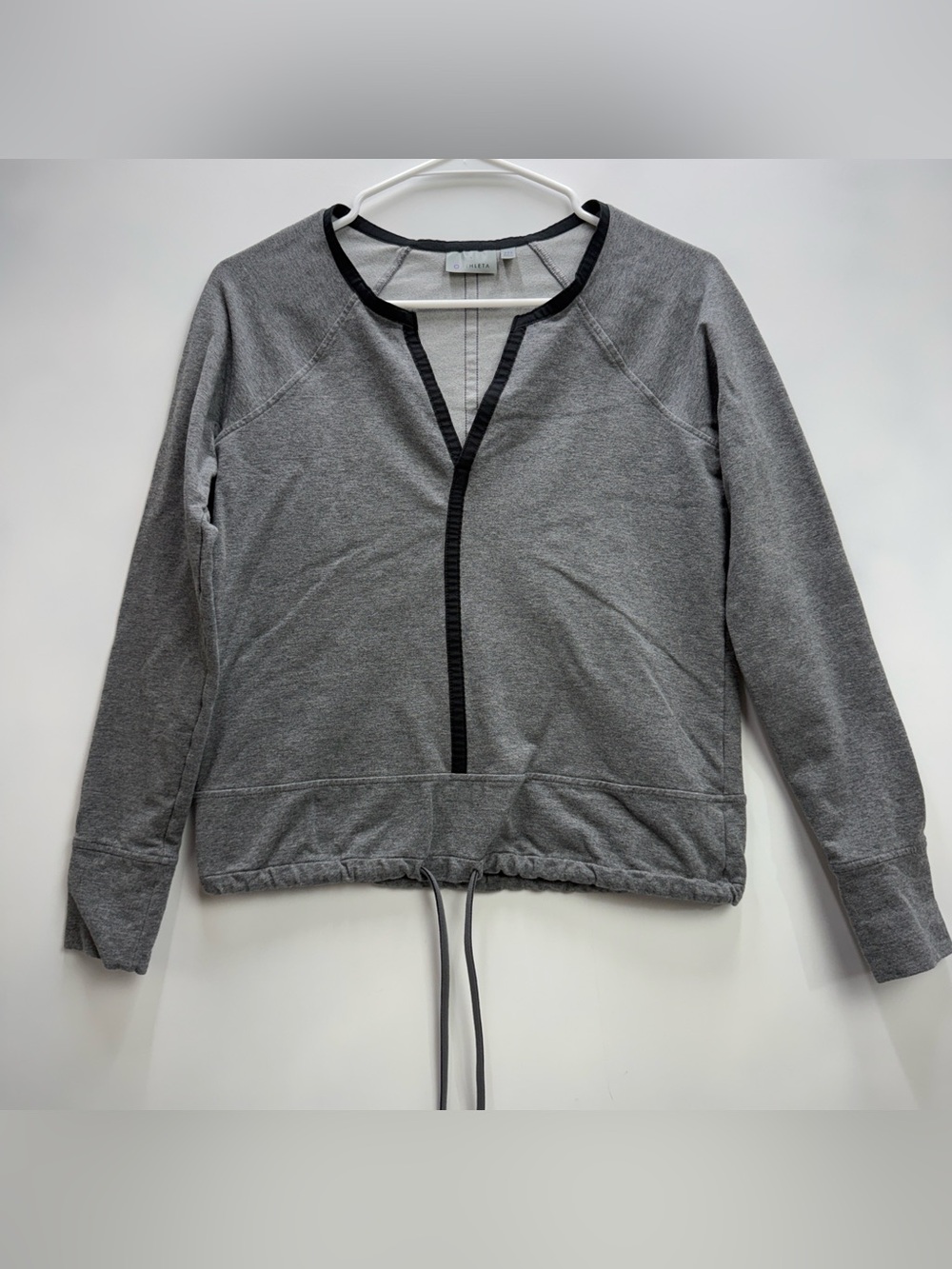 Athleta Women’s Grey Sentry Split Neck Sweatshirt with Waist Drawstring